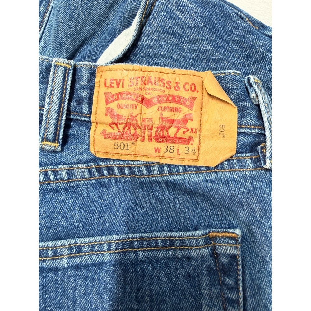 Levis 501 38x34 Original Fit 2016 Mens Blue Denim Straight Leg Button Fly Jeans